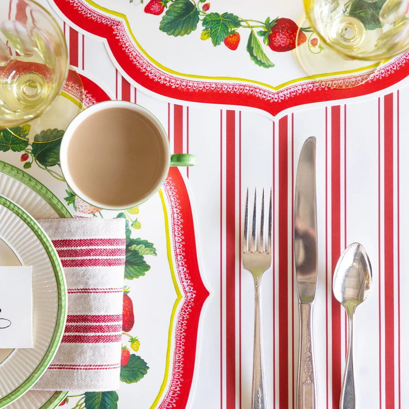 Hester & Cook Red Linen Stripe Table Runner