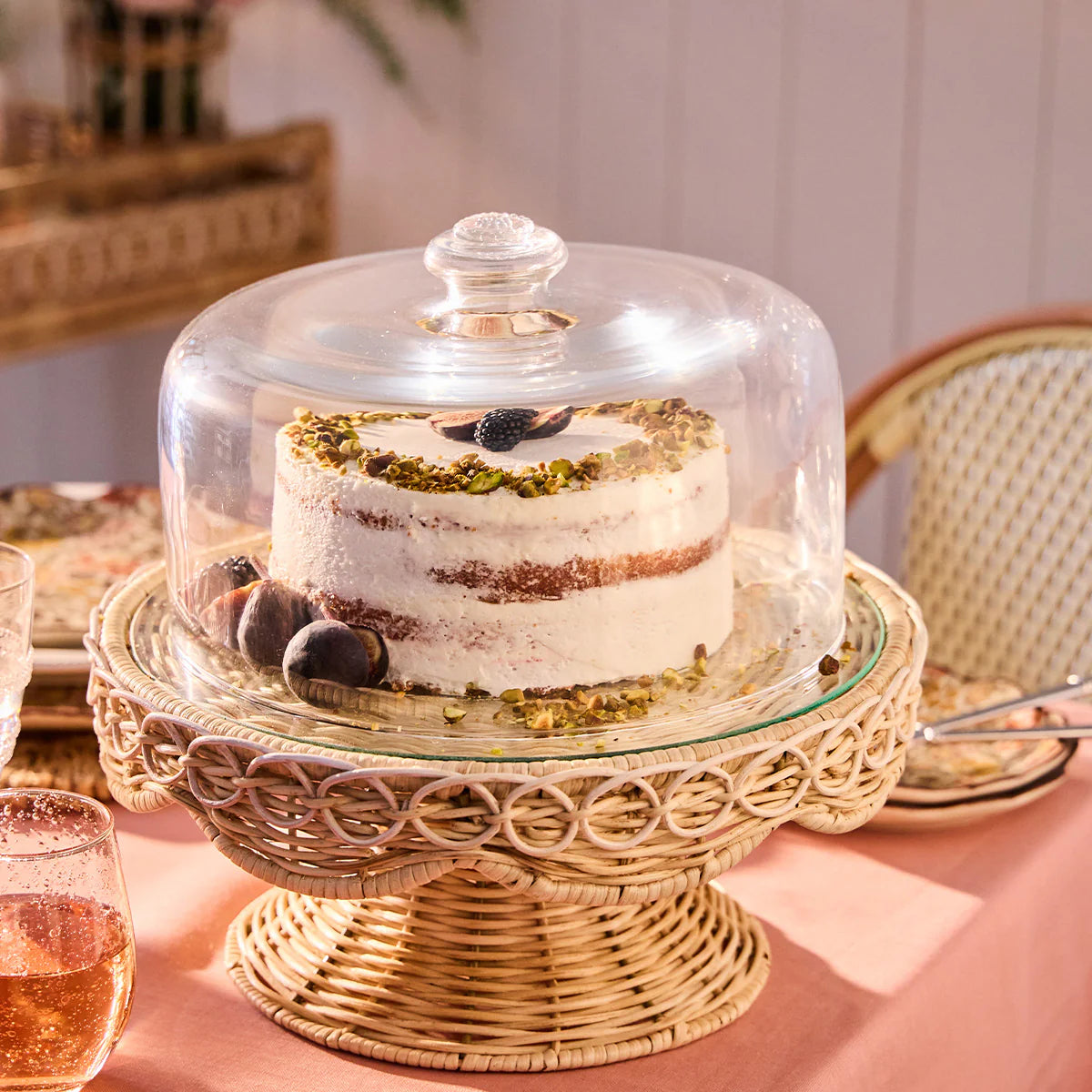 Juliska Provence Rattan Cake Stand- Whitewash