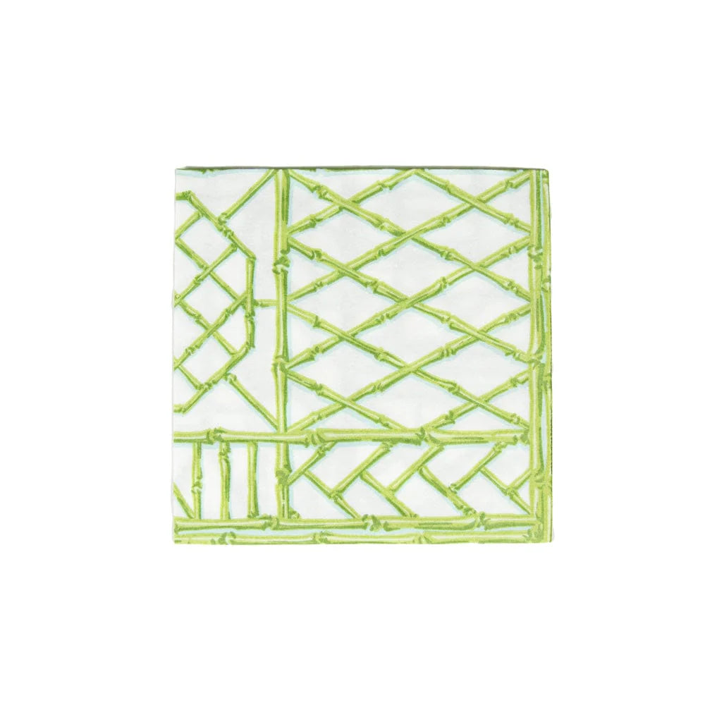 Caspari Bamboo Screen Green Paper Linen Dinner Napkins