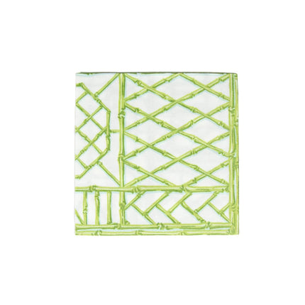 Caspari Bamboo Screen Green Paper Linen Dinner Napkins