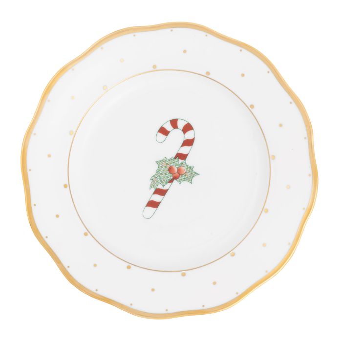 Herend Christmas Dessert Plate - Candy Cane
