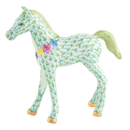 Herend Decorative Foal with Flowers - Key Lime