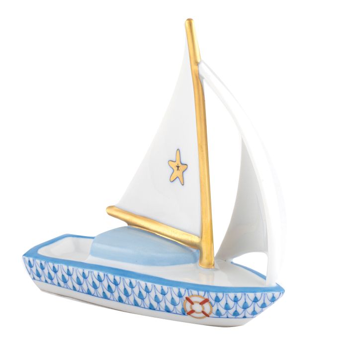 Herend Decorative Sailboat at Sea - Blue