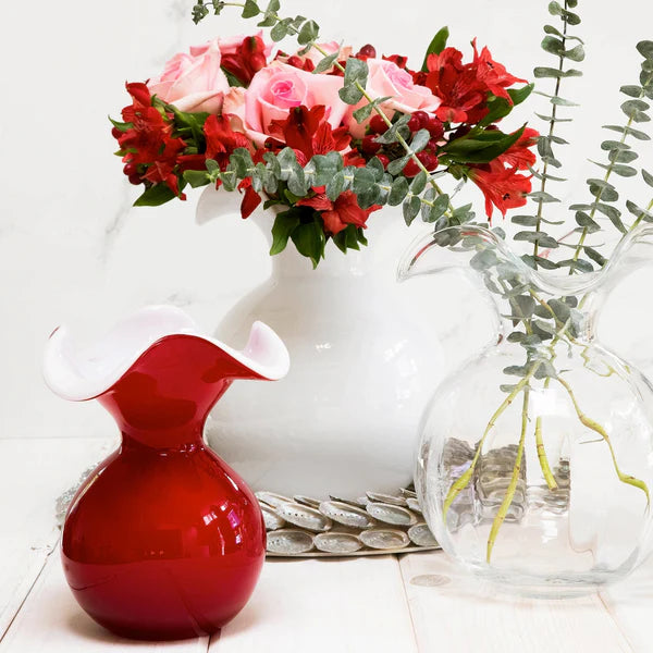 Vietri Hibiscus Glass Large Fluted Vase