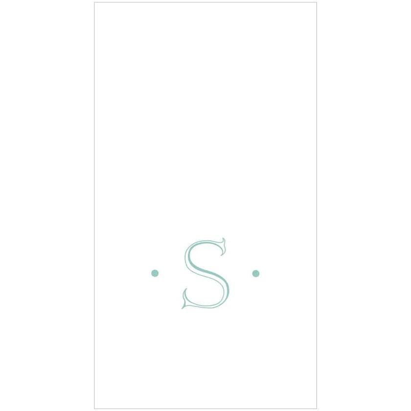 Caspari Antique Robin's Egg Single Initial Guest Towel Napkins - 24 Per Box