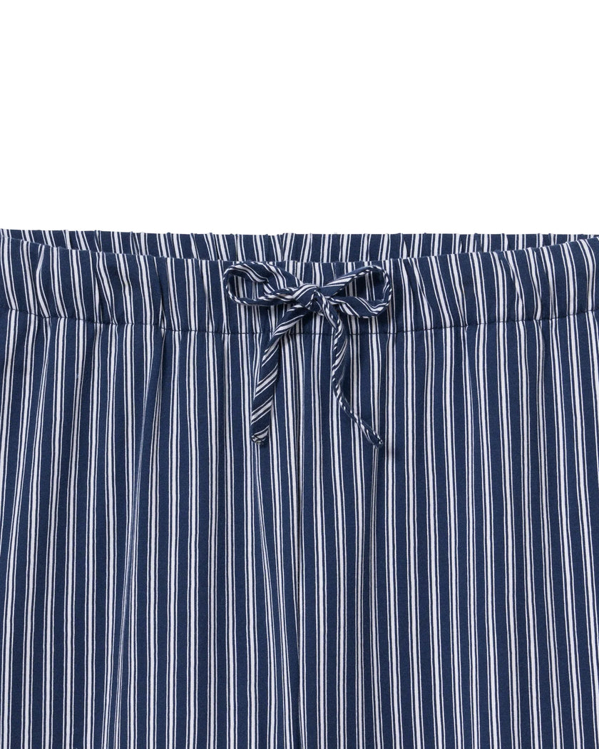 Petite Plume Olivia Wide Leg Pima Pajama Set - Admiral Navy Ticking