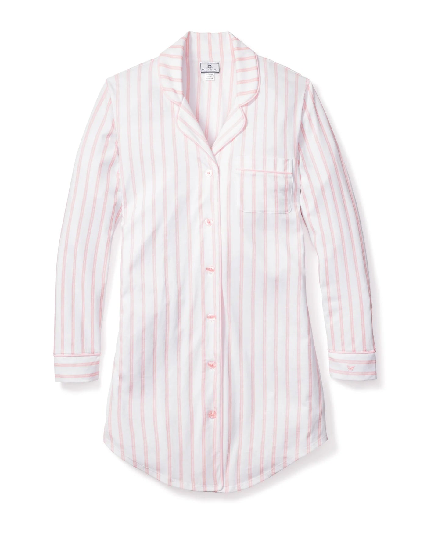 Petite Plume Women's Pima Nightshirt in Pink Stripe