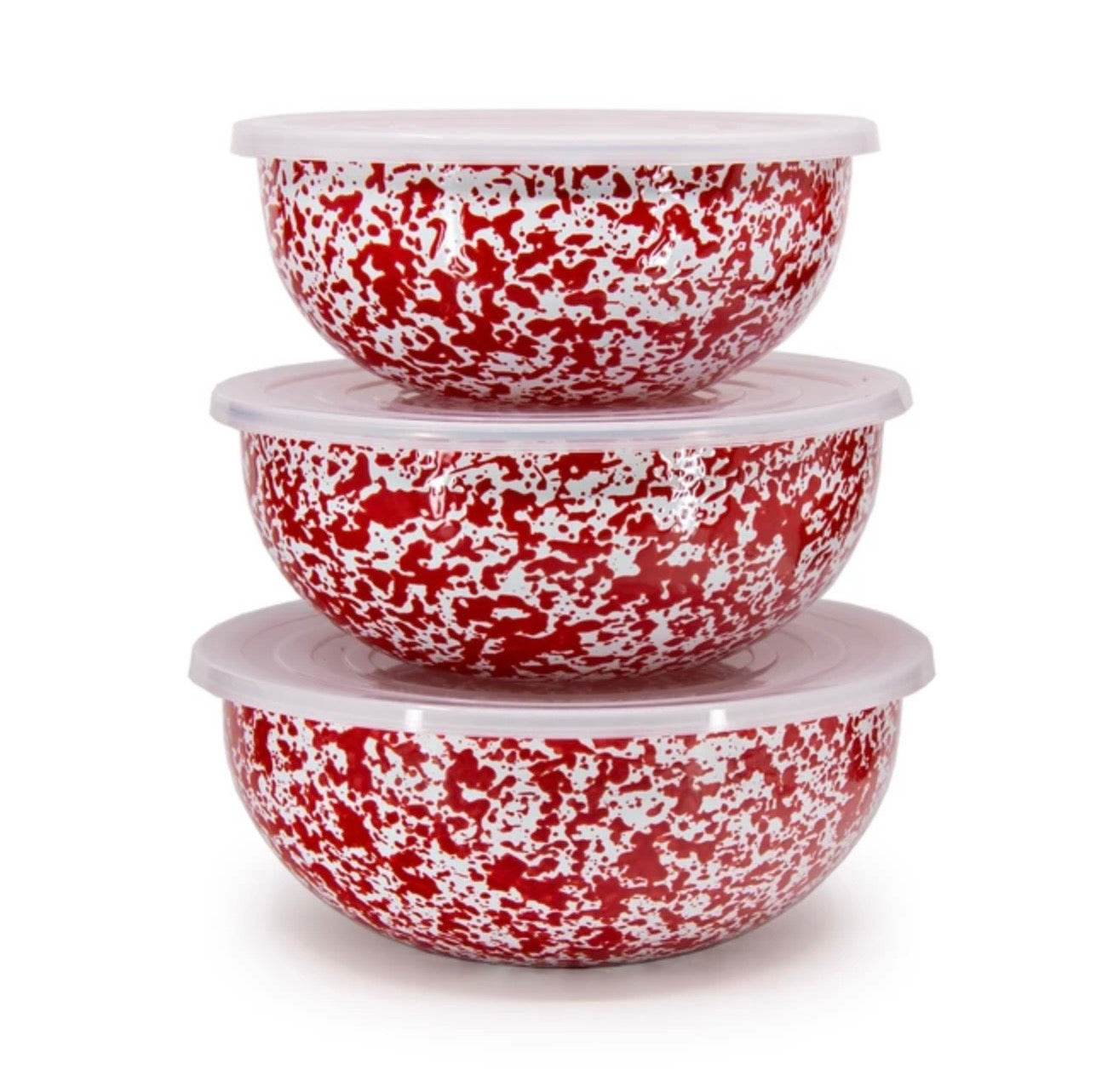 Crow Canyon Splatter Covered Multi Purpose Bowl Set - Red
