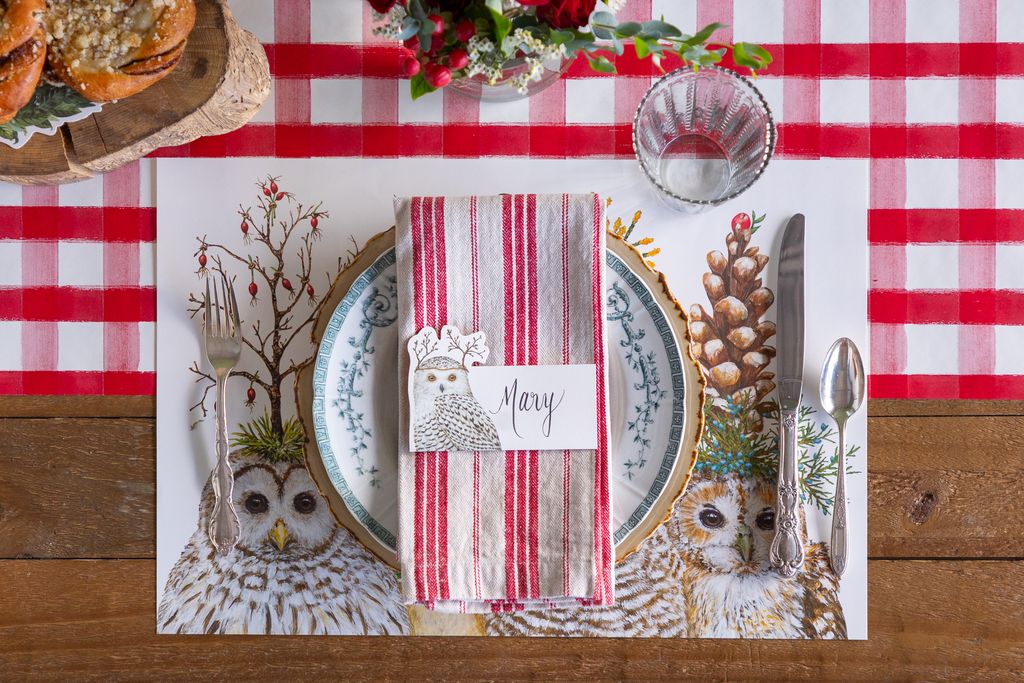 Hester & Cook Festive Little Owls Paper Placemat