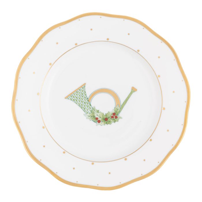 Herend Christmas Dessert Plate - French Horn
