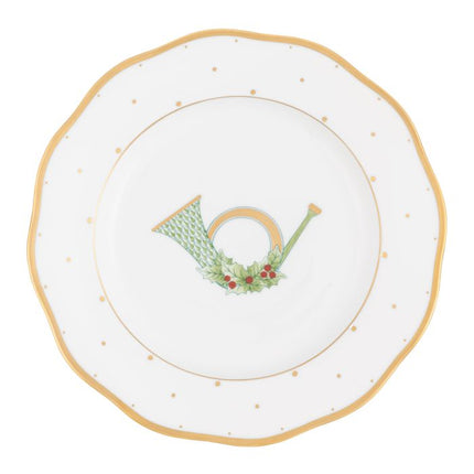 Herend Christmas Dessert Plate - French Horn
