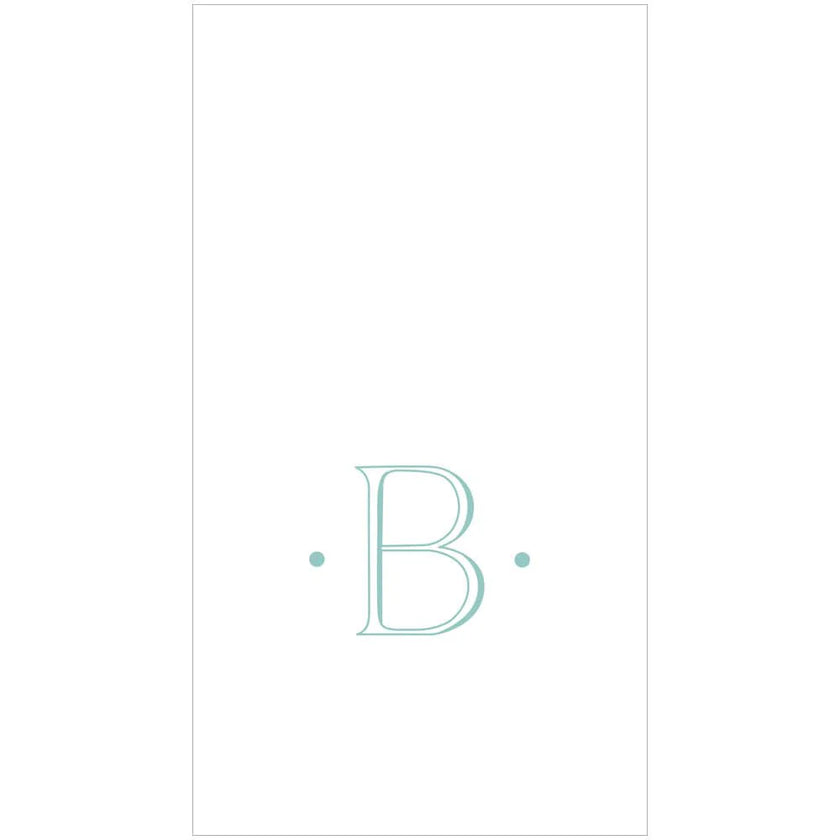 Caspari Antique Robin's Egg Single Initial Guest Towel Napkins - 24 Per Box