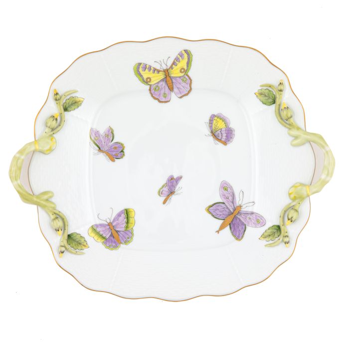 Herend Royal Garden Square Cake Plate with Handles