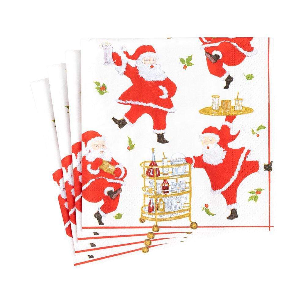 Caspari Cocktails with Santas Paper Cocktail Napkins