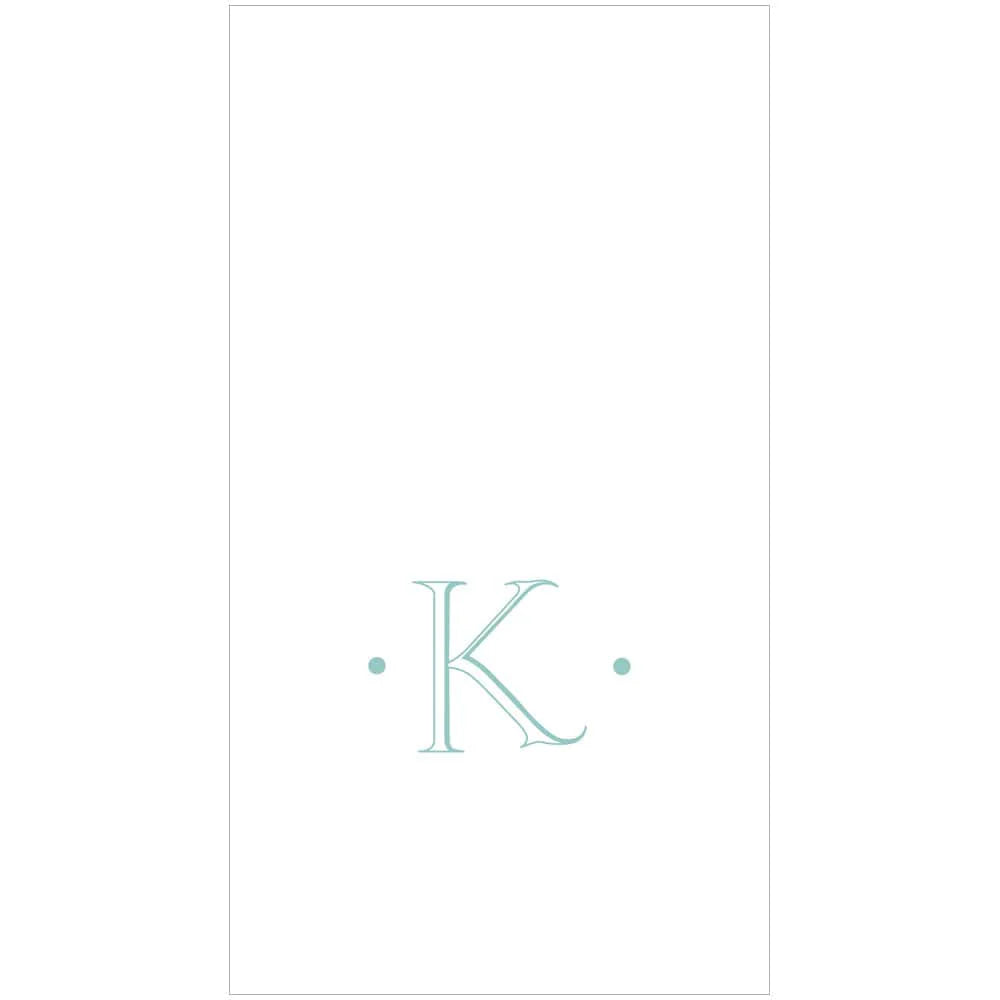 Caspari Antique Robin's Egg Single Initial Guest Towel Napkins - 24 Per Box