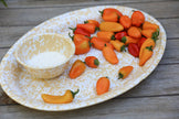 Crow Canyon Splatter Covered Oval Platter - Green & Cream