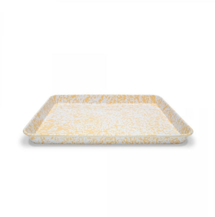 Crow Canyon Splatter Covered Large Rectangular Tray - Yellow