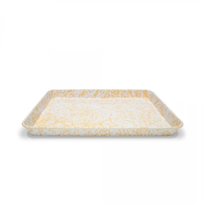 Crow Canyon Splatter Covered Large Rectangular Tray - Yellow