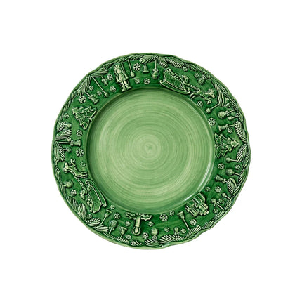 Vietri Fiabe Di Natale Green Dinner Plate