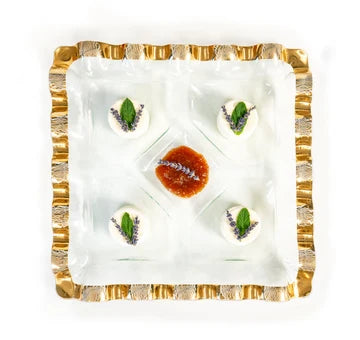 annieglass Ruffle Square Chip & Dip Tray