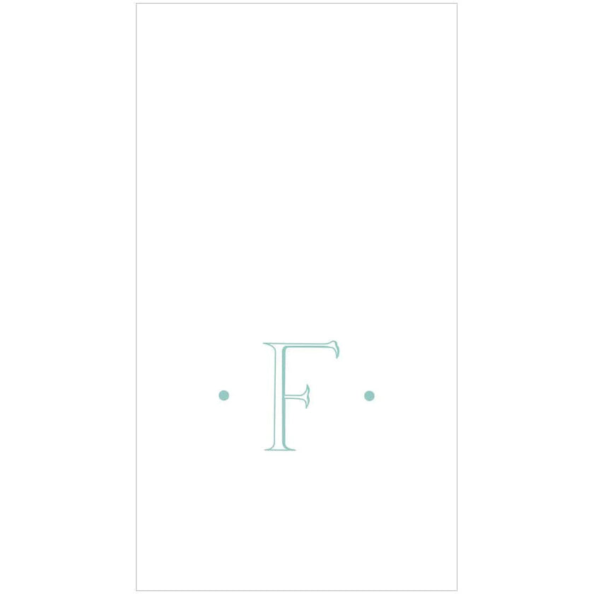 Caspari Antique Robin's Egg Single Initial Guest Towel Napkins - 24 Per Box