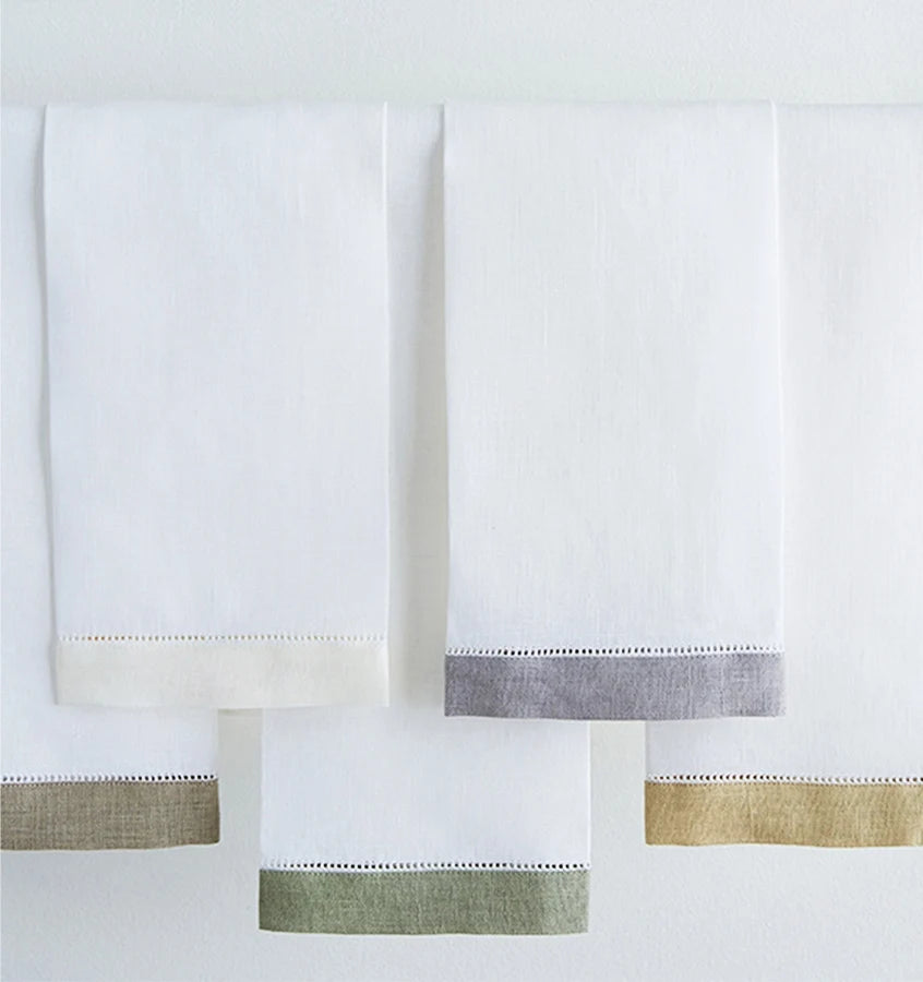 Sferra Filo Tea Towel - White/ Celadon