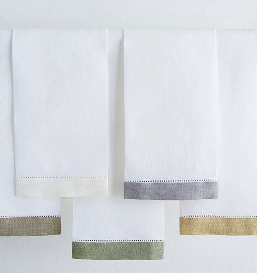 Sferra Filo Tea Towel - White/ Celadon