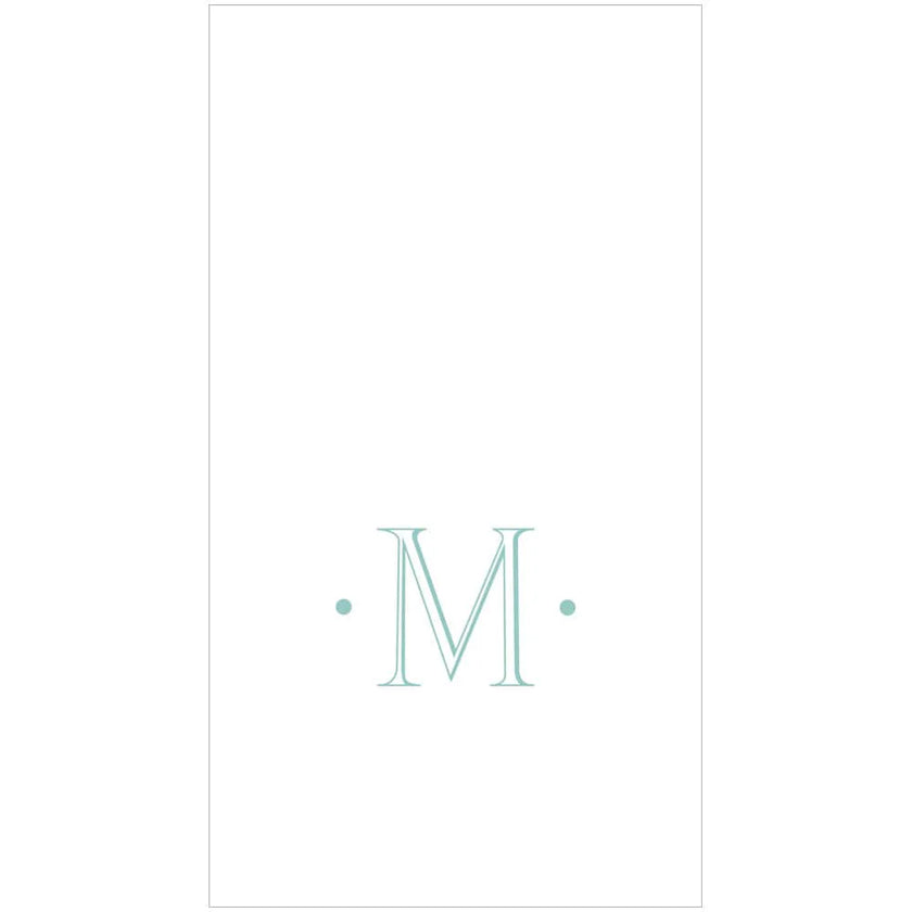 Caspari Antique Robin's Egg Single Initial Guest Towel Napkins - 24 Per Box