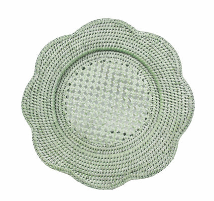 Caspari Rattan Scallop Charger - Green