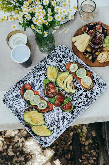 Crow Canyon Splatter Covered Large Rectangular Tray - Black