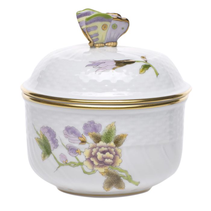 Herend Royal Garden Covered Sugar with Butterfly