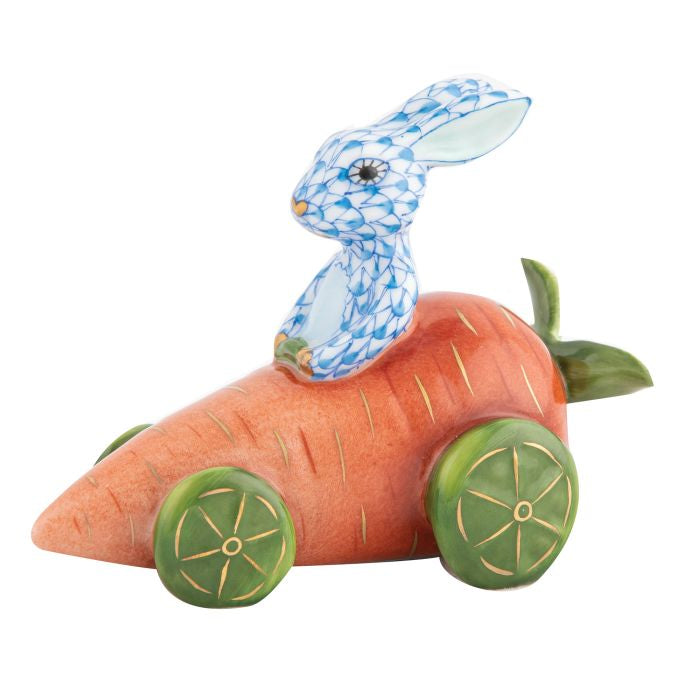 Herend Decorative Carrot Car Bunny - Blue