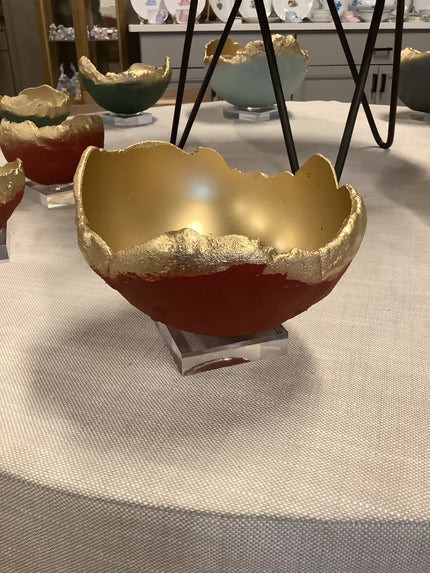 Bella Beton Concrete Bowl - Small Red/Gold