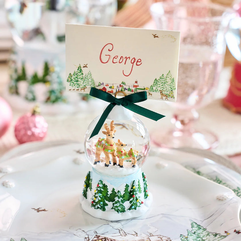 Juliska North Pole Reindeer Snow Globe Place Card Holder