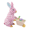 Herend Decorative Wheelbarrow Bunny- Raspberry