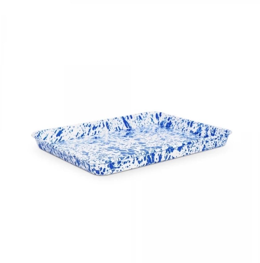 Crow Canyon Splatter Covered Large Rectangular Tray - Blue