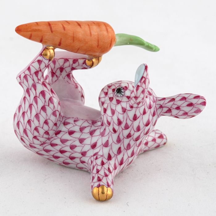 Herend Decorative Juggler Bunny - Raspberry