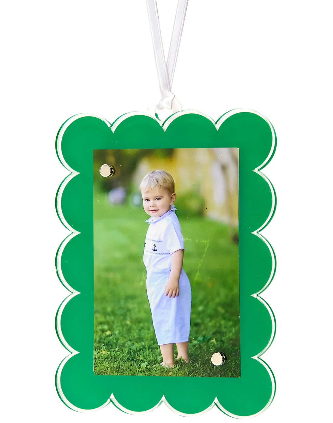 Tara Wilson Double Sided Scallop Ornament - Green
