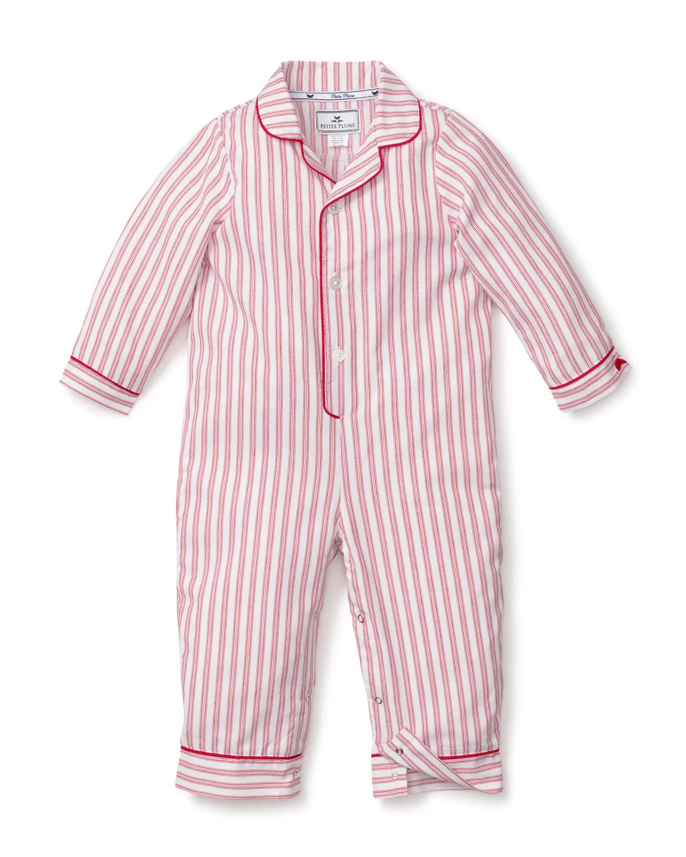 Petite Plume Twill Romper - Red Ticking