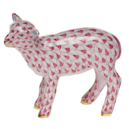 Herend Decorative Baby Lamb - Raspberry