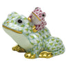 Herend Decorative Mother and Baby Frog - Key Lime/ Raspberry