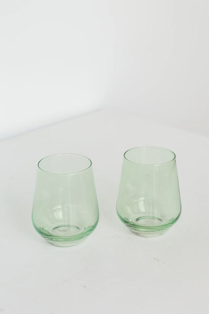 Estelle Stemless Wine Glasses - Mint Green