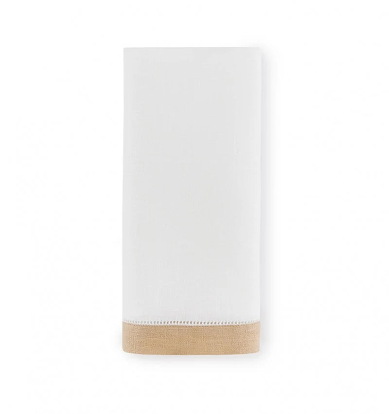 Sferra Filo Tea Towel - White/Almond