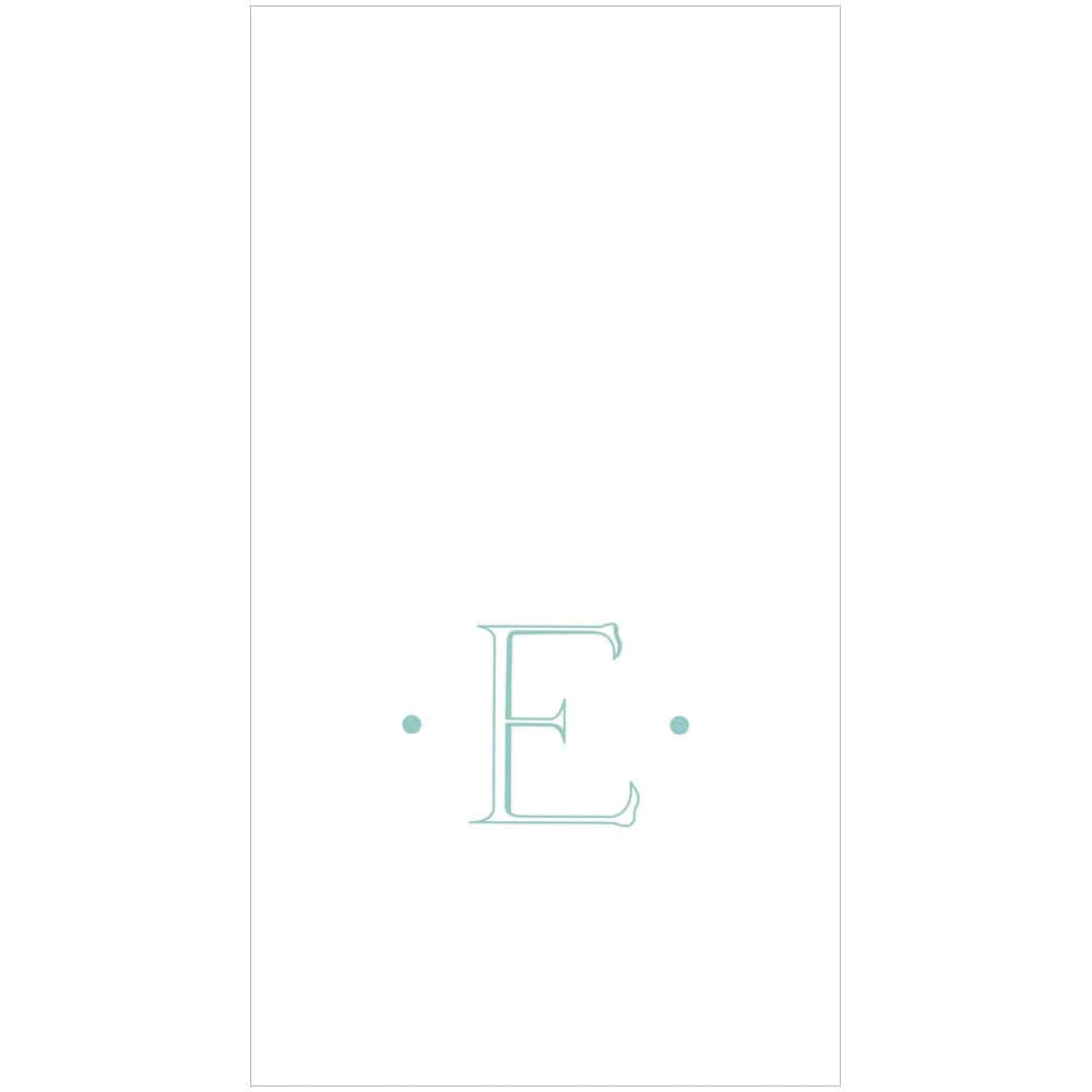 Caspari Antique Robin's Egg Single Initial Guest Towel Napkins - 24 Per Box