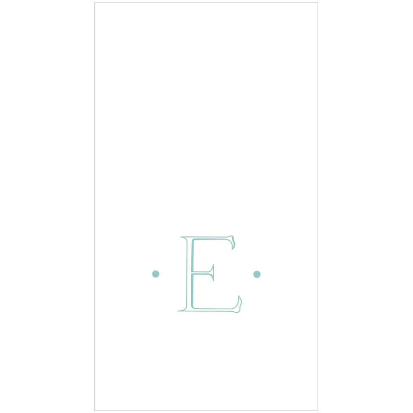 Caspari Antique Robin's Egg Single Initial Guest Towel Napkins - 24 Per Box