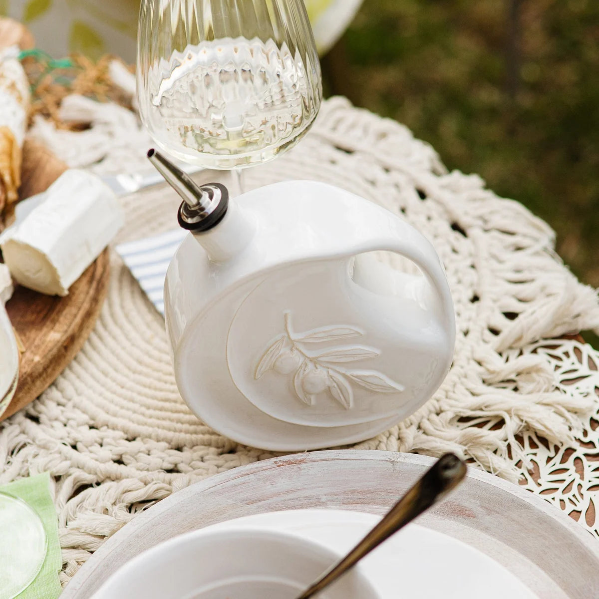 Vietri Luna White Olive Oil Bottle