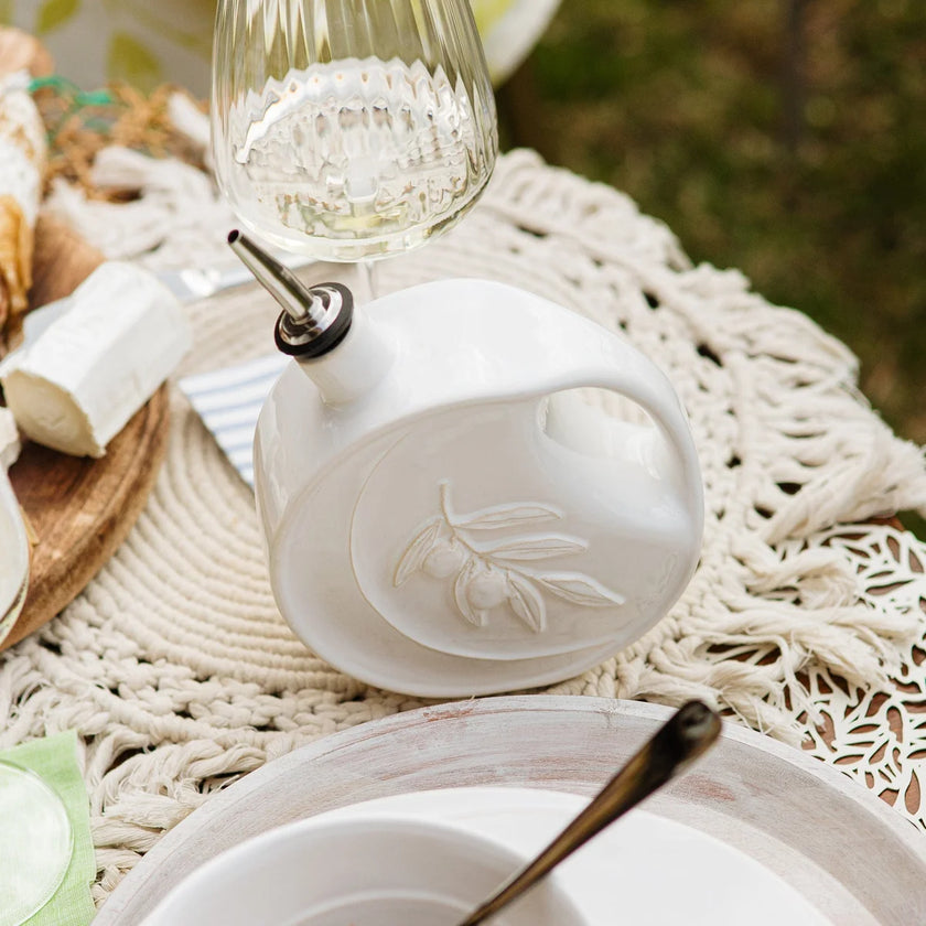 Vietri Luna White Olive Oil Bottle