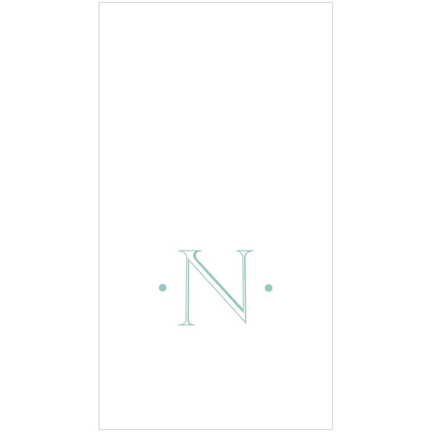 Caspari Antique Robin's Egg Single Initial Guest Towel Napkins - 24 Per Box