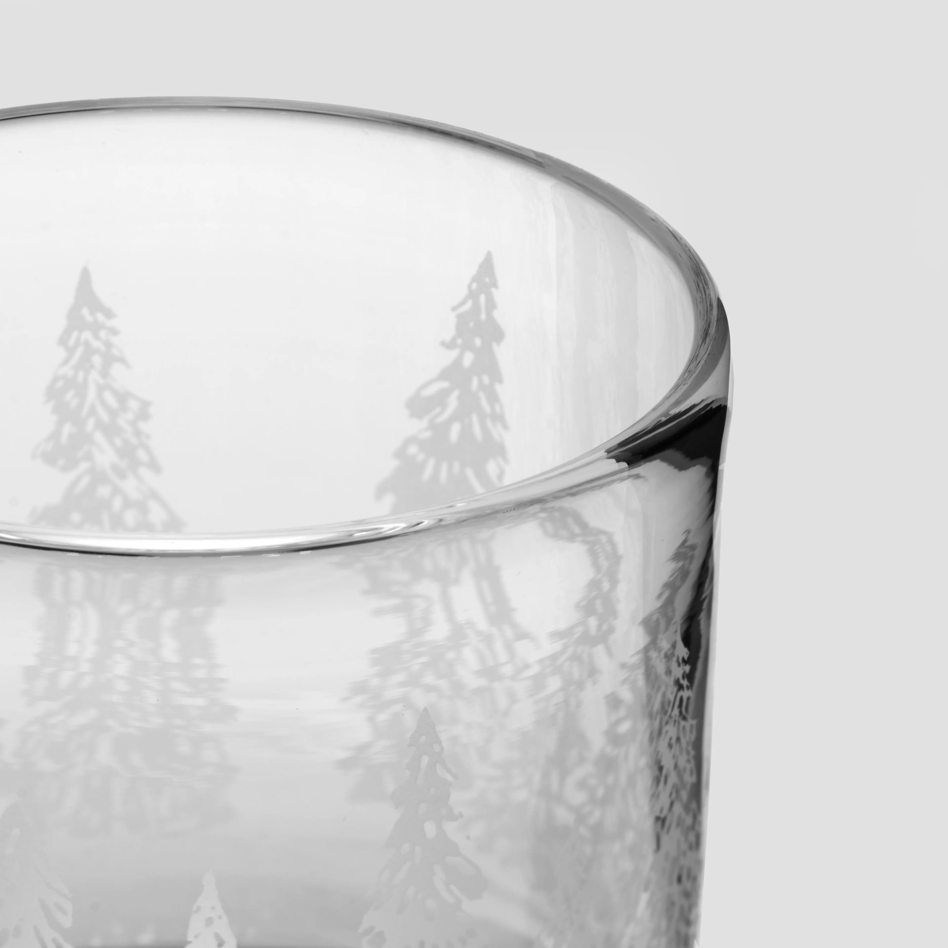 Simon Pearce Engraved Forest Ascutney Double Old Fashioned Glasses - Set of 2