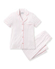 Petite Plume Women’s Crop Pima Pajama Set - Pink Stripe